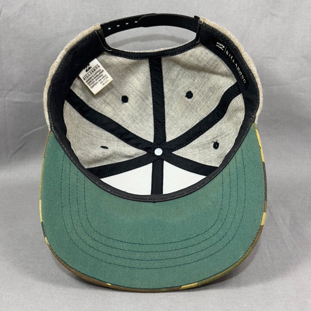 Billabong Snap Back Cap Hat Surf Brown Camo Camouflage Baseball Outdoor Boys - Picture 12 of 14